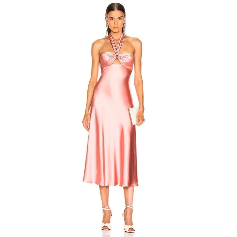 JONATHAN SIMKHAI Sateen Halter Slip Dress